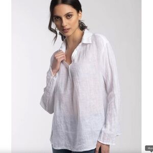 Scandal Italy White Crinkle Textured Cotton Tunic Top